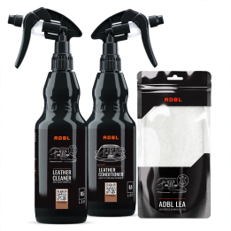 Zestaw do czyszczenia i pielęgnacji tapicerki skórzanej – ADBL Leather Care Set 2 × 0,5 L + mikrofibra