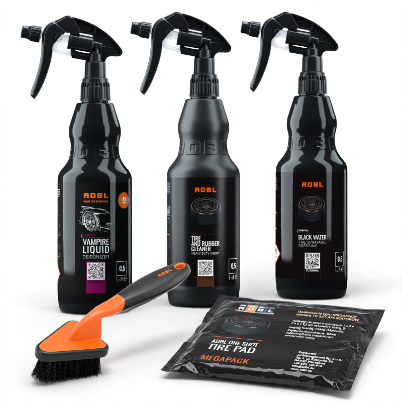 Zestaw do mycia felg i pielęgnacji opon – ADBL Felgi i Opony PRO (3 × 0,5 L + akcesoria)